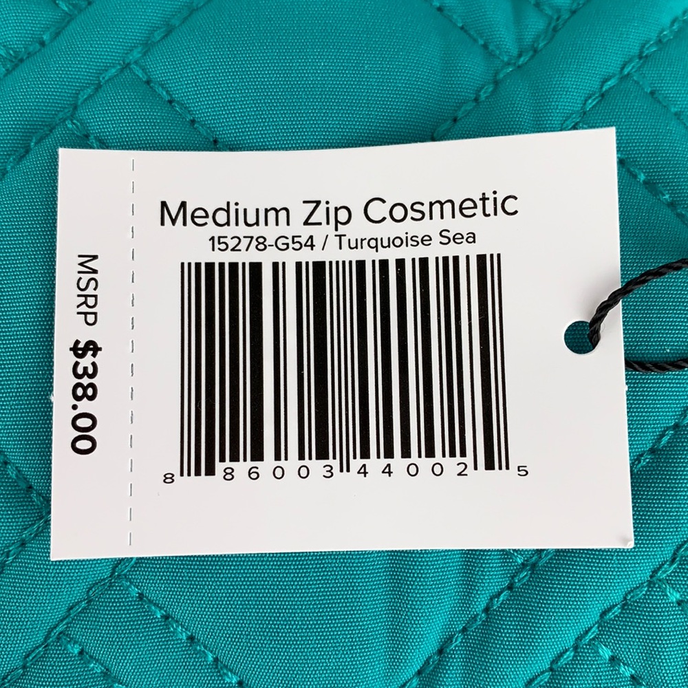 Vera Bradley Medium Zip Cosmetic Turquoise Sea - Picture 13 of 14